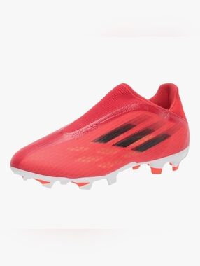 NEW! adidas Kids Laceless Soccer Cleats in Bright Red with Black Stripes